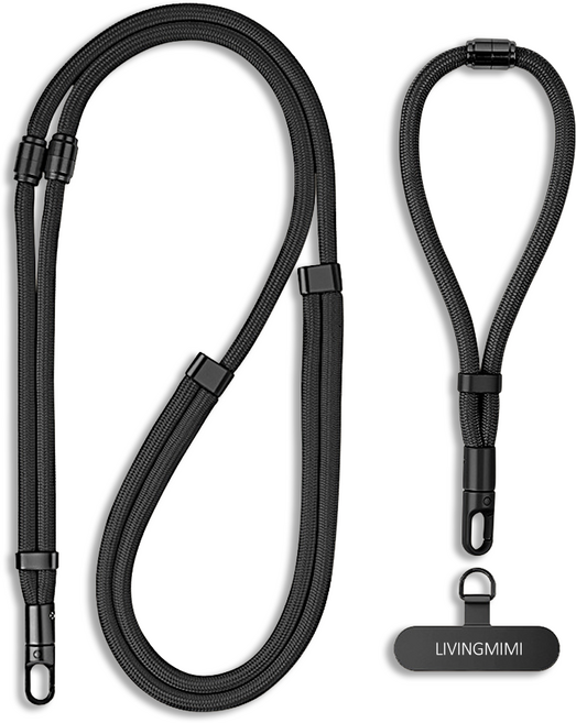 리빙미미 도난방지 핸드폰 스트랩 손목 목걸이 크로스, 1세트, 에스프레소 블랙