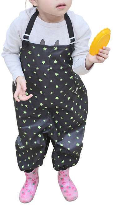 아동용 멜빵형 전신미술가운 / 오버롤 미술가운 / 갯벌체험옷 / 모래놀이바지 / 플레이웨어 / 어린이갯벌옷 / 여름용미술가운, 블랙그린별