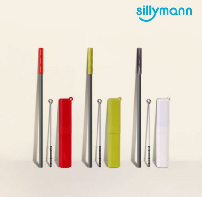 실리만 휴대용 실리콘 빨대 세트 WSB2083, 투명블랙, 1개