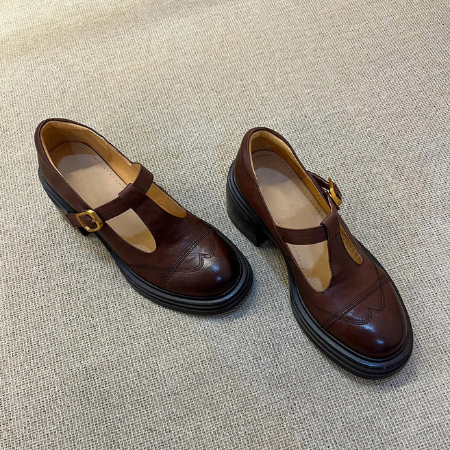 POMTOR 여성 구두 통굽 로퍼 메리제인 슈즈 여성하이힐