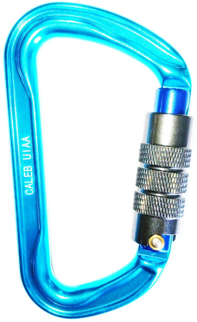 UIAA 잠금형 D형 카라비너 클라이밍 등산 구조 산업용 안전비너 30kN 초강력 등산고리, 1개, 블루