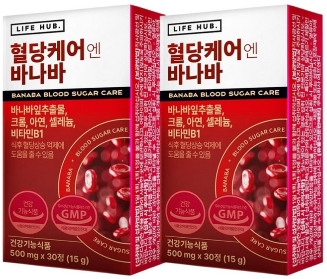 혈당케어 바나바 크롬 셀레늄 비타민B1 코로솔산함유, 2박스, 30정