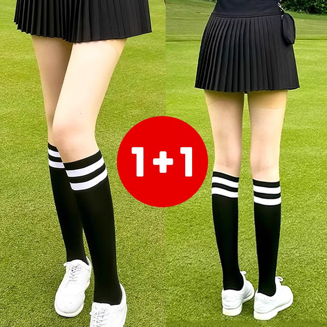 시크벤 여성 골프스타킹 자외선차단 두줄 페이크 골프 니삭스 2개입