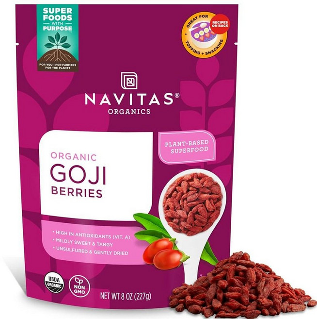 Navitas Organics 구기자 열매 16온스 454g . 백 15인분 — 자연 추출물 비 GMO 햇볕에 건조 아황산염 미함유 281564, 1