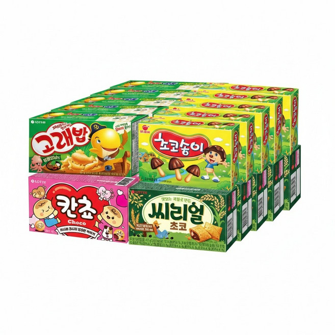 롯데 칸쵸 54g+씨리얼 42g+초코송이 50g+고래밥 46gx각5개(총20개), 1개, 50g