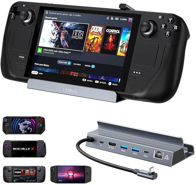스팀 데크용 스팀 데크 1개가 USB 허브 HDMI 1GBPS 100W 충전 포트 이더넷 USB IN USB 120HZ 도킹 고속 스테이션 2개 있는 4K, 스팀 데크용 스팀 데크 도킹 스테이션, HDMI 4K@