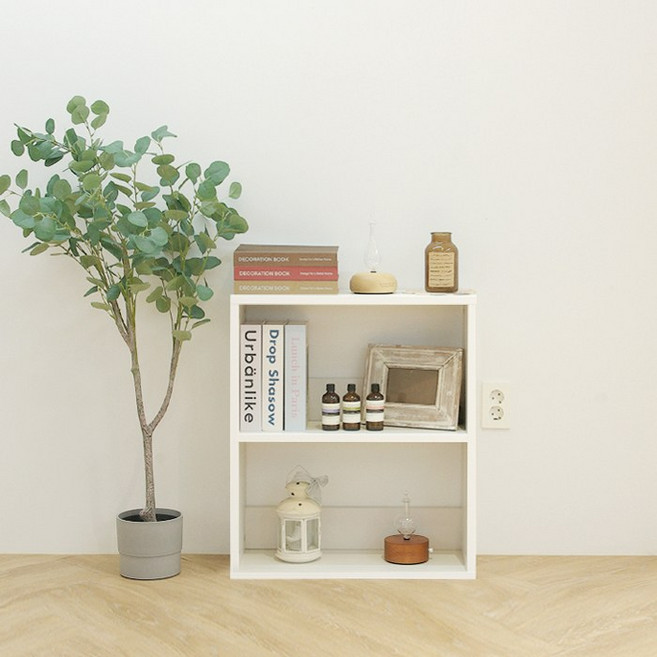 [룩홈] 미니솔로 2단 600책장 수납장, 화이트