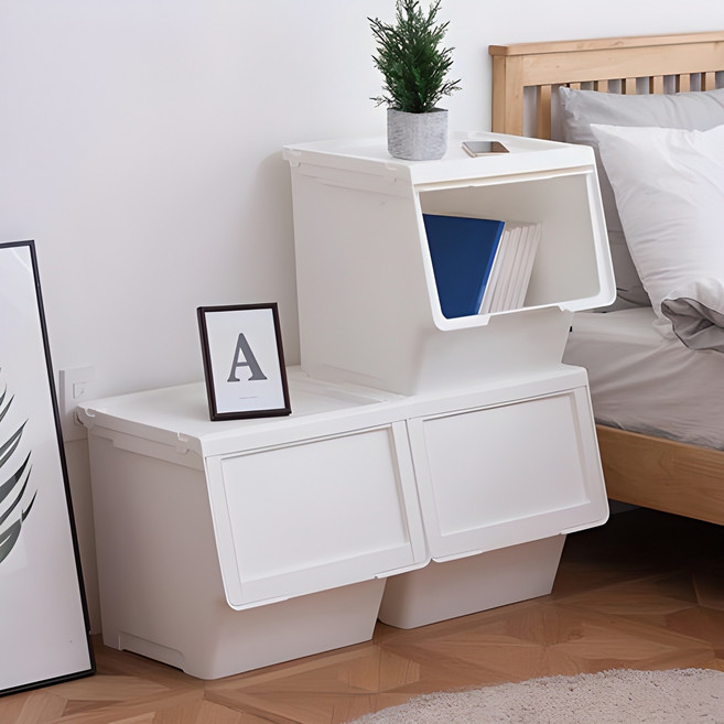 이즈리빙 국내산 슬라이딩 리빙박스, 아이보리, 특대(455 x 410 x 415 mm), 3개