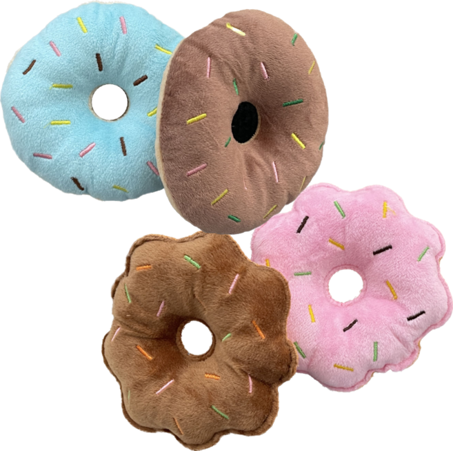 노는 개 최고양 강아지 장난감 삑삑이 장난감 인형, 1세트, 도넛 4종