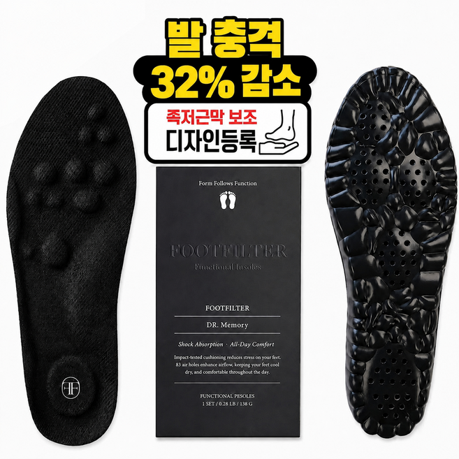 7위 - 닥터메모리 발충격 32% 감소 특허 무중력 발편한 족저근막 보호 아치 신발깔창