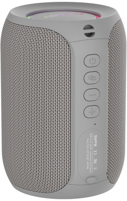 PHILOGEO 블루투스 스피커 57mm 대용량 스피커 15W 고출력 3000mAh 대용량 배터리, 회색