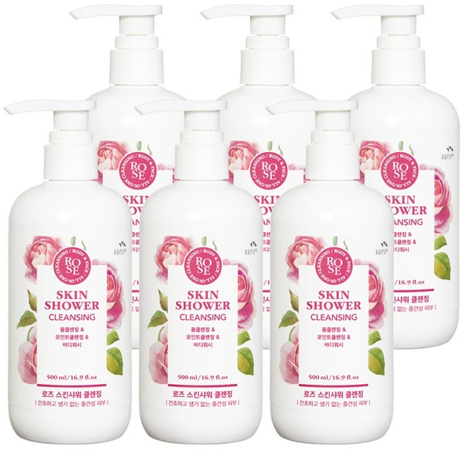 꽃을든남자 로즈 스킨샤워 클렌징 500ml, 6개 - 쿠팡