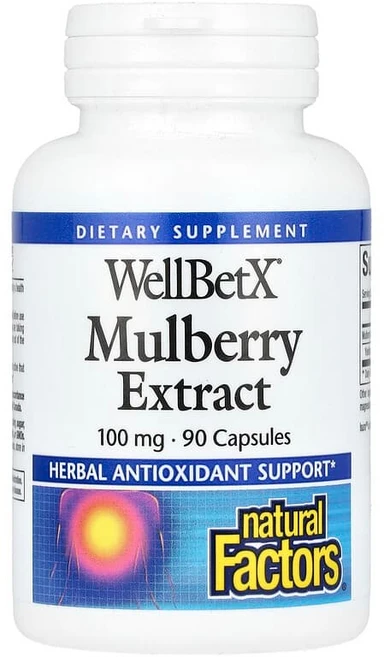 Natural Factors WellBetX 멀베리 추출물 100mg 캡슐 90정 NFS-03584, 1개 - 쿠팡