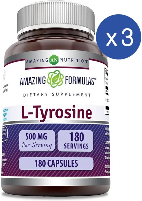 Amazing Nutrition L Tyrosine 어메이징뉴트리션 L-티로신 500mg 180캡슐 3통, 180정, 3개 - 쿠팡