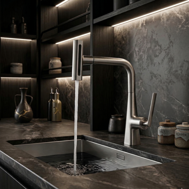 다기능 4way 폭포수 주방수전 교체 에떼르노 EK-3001NBM 무광, 1개