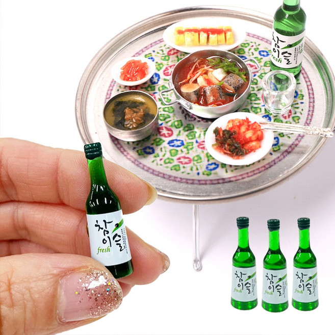 납골당 꾸미기 미니어처 단품 수공예 제사상 음료 주류 강아지 고양이 펫용품 전자기기 화분 꽃, 참이슬ST(3개입)