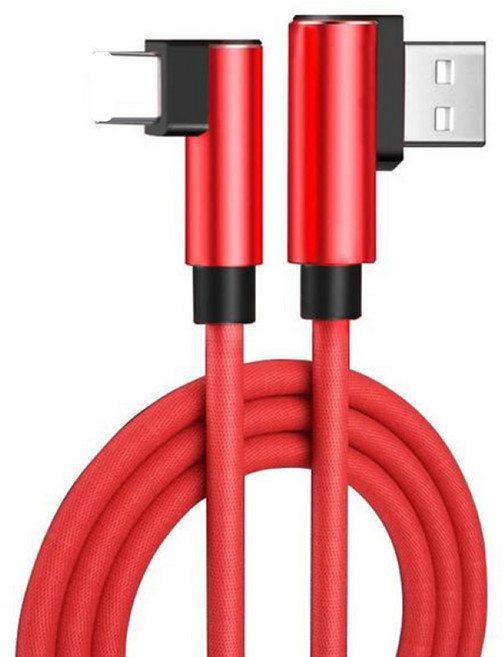 JS購物 L彎頭充電傳輸線 高速充電 穩定傳輸, 蘋果【Lighting】（不支援Ｉ１５）紅色, 1個, 200cm