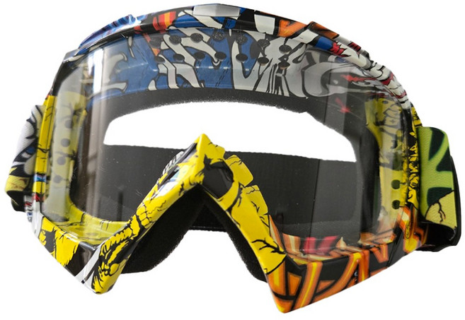 아트 그래피티 스키 스노우 오토바이 바이크 워터밤 방풍 UV400 고글, 1개, 투명D