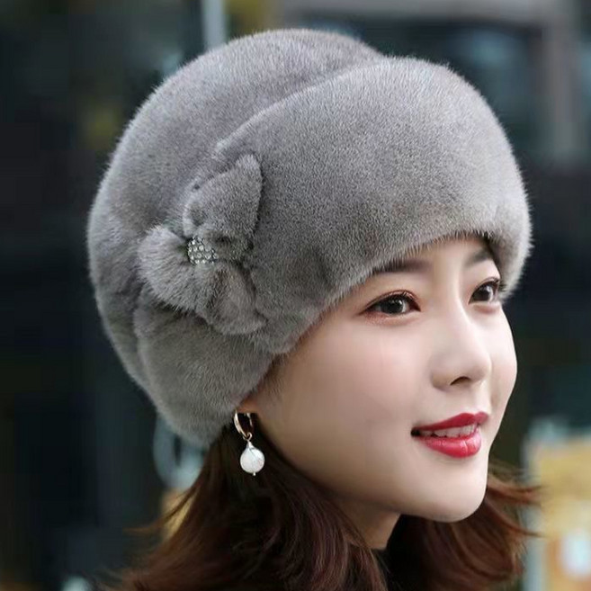 MIROSE 겨울 엄마모자 할머니모자 중년모자 밍크 방한모자