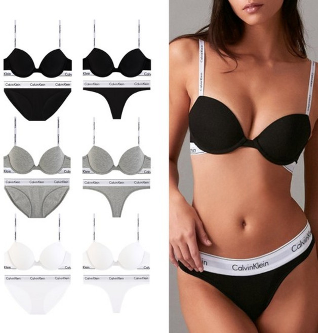 CK 여성 모던 코튼 몰드 데미 브라+팬티 세트 6종 택1 [QF7936/F3787/F3786]