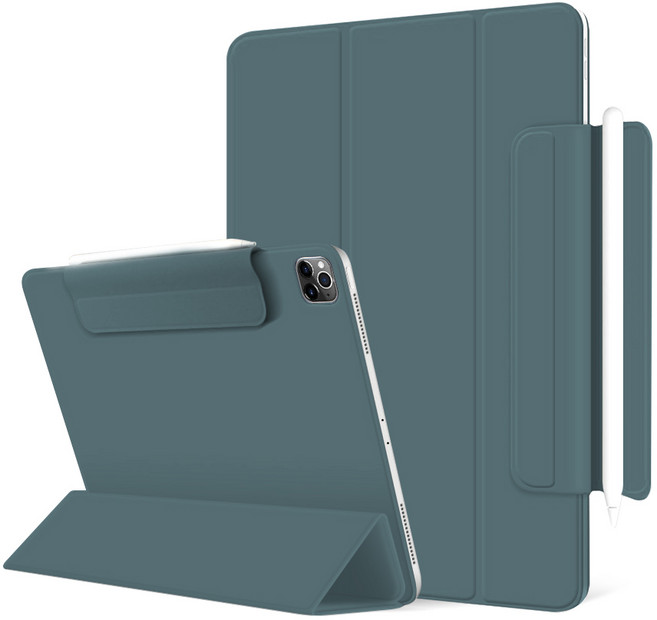 아이몰 아이패드 애플펜슬 수납 마그네틱 스마트커버 크레파스 케이스, 미드나잇 그린