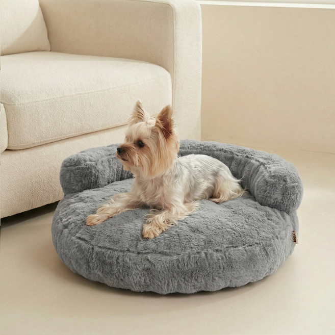 EHEYCIGA 부드러운 토끼털 강아지방석 반려견소파 방수 미끄럼방지, 1개, 연회색