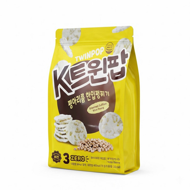 [3개봉지 210g] K트윈팝 병아리콩 & 단호박 쌀 스낵 건강뻥튀기 70g, 3개