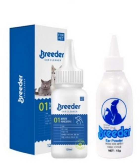 브리더 강아지 귀관리 세트 이어크리어 120ml + 이어파우더 15g, 1개