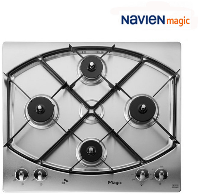 경동나비엔 매직 GRB-9104 4구 빌트인 가스레인지 타공 560x480 매립형 가스쿡탑 전기코드식 스텐, LNG