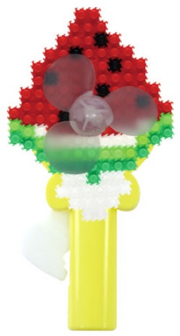 툭툭블럭 손 선풍기 만들기 세트 5종 교육용 핸디 미니 선풍기 블럭도안 포함, 1개, 색상혼합 수박