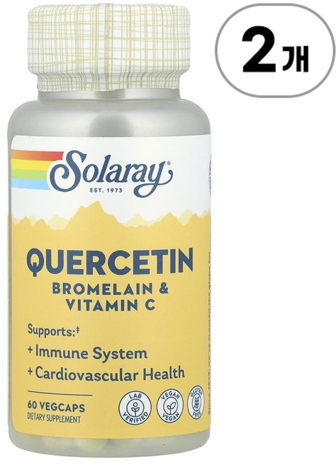 솔라레이 퀘르세틴 브로멜라인 & 비타민 C Solaray Quercetin Bromelain & Vitamin C 60정, 2개