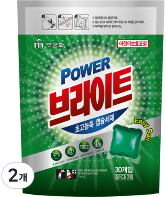 무궁화 파워 브라이트 초고농축 캡슐세제 파우치형, 30개입, 18개