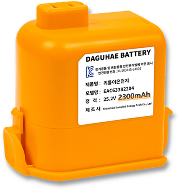 DAGUHAE 엘지 LG 코드제로 청소기 배터리 교체용 A9 P9 A9S 대용량 배터리, 1개, BT-25 (2300mAh)