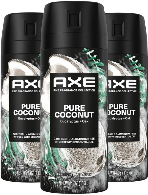 악스 AXE 남성 바디스프레이 데오드란트 퓨어코코넛 유칼립투스 오크향 113g 3개입 - 쿠팡