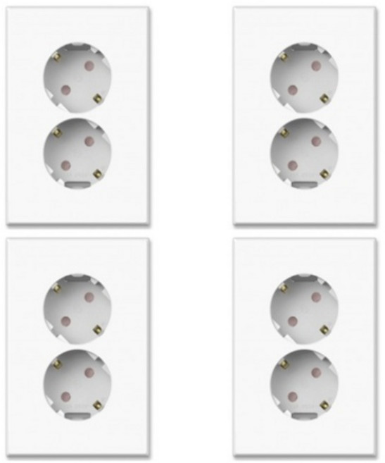 Ti1 접지 45도 2구 콘센트, 4개