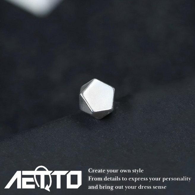 AETTO 五邊稜面耳環 S925銀 男女適用