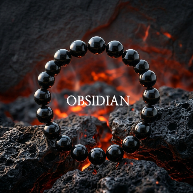 명봉상회 천연 흑요석 염주팔찌 남녀공용 기하학 디자인 남자 여자 선물