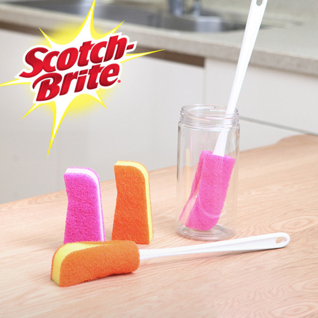 3M 스카치브라이트 보틀클리너 플라스틱, 스테인리스 텀블러 전용(오렌지), 1개
