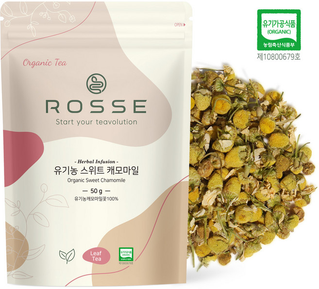 로쎄 유기농 스위트 캐모마일 티 리필용 파우치, 50g, 1개입, 1개