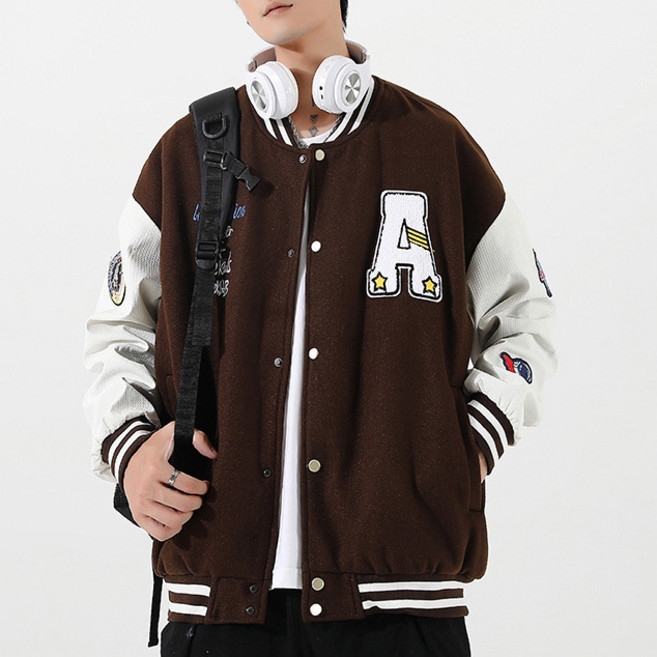 킹앤조이 부클에이 웡카 와펜 루즈핏 야구점퍼(기본안감)