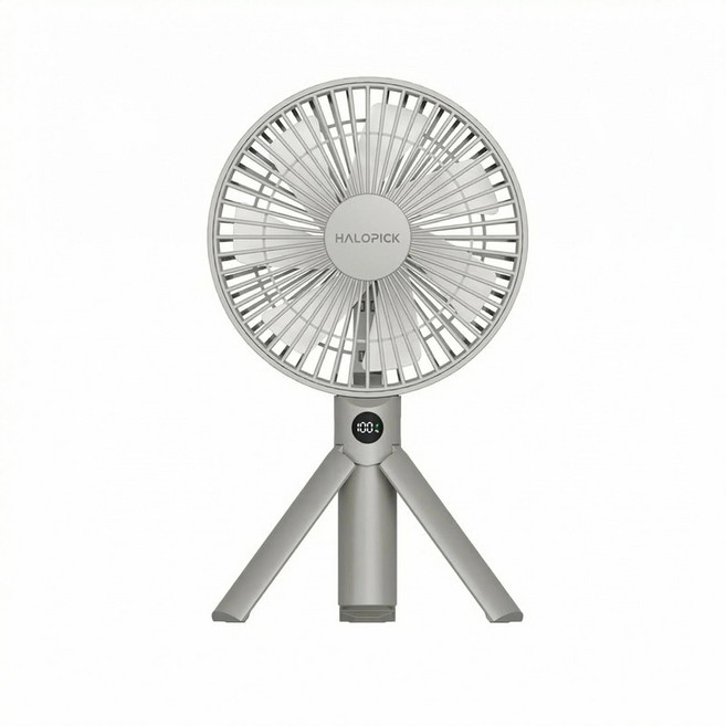 HALOPICK 접이식 휴대용 탁상 겸용 손선풍기 3000mAh BLDC 초강력 4단 풍속 왕팬 선풍기, 베이지, DQ-280