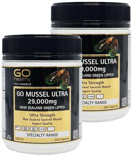 고헬씨 뉴질랜드 초록홍합 초록입홍합 울트라 29000mg 200캡슐 2팩 Go Healthy MUSSEL ULTRA, 200정