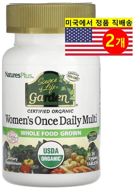 네이쳐스플러스 소스오브라이프 가든 여성 멀티비타민 30 비건타블렛, 2개, 30정 - 쿠팡