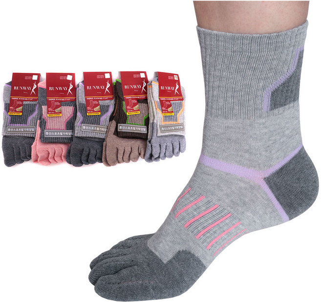 RW2912 런웨이 여자 등산 스포츠 발가락 장목양말 5족