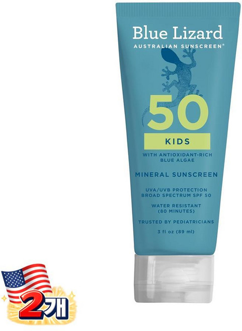 BLUE LIZARD 키즈 미네랄 선스크린 로션 SPF50 89ml 2개, 1개