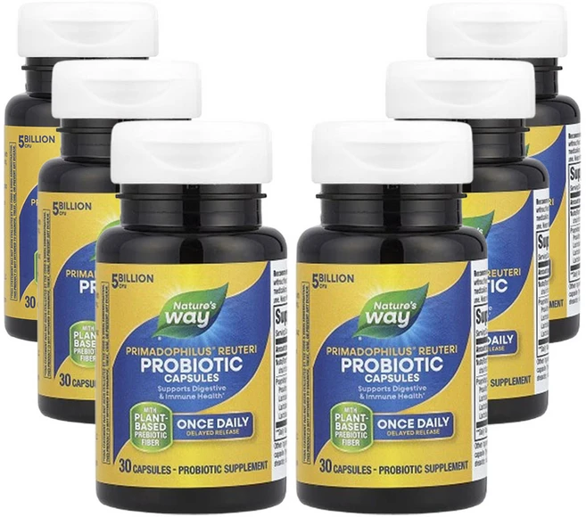 네이쳐스 웨이 프리마돌필러스 루테리 프로바이오틱 50억CFU 30캡슐, 6개, 30정 - 쿠팡