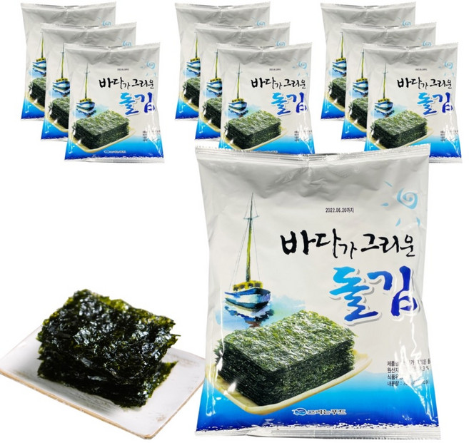 바다가 그리운 돌김 60gX10봉 구운 전장김 대용량 아이들반찬 식자재 조미김 넉넉한양, 1박스
