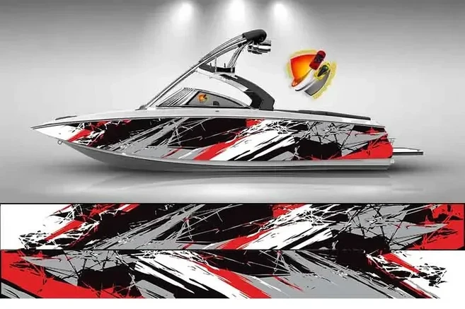 파란색 흐림 그래픽 비닐 보트 랩 데칼 낚시 폰툰 스포츠맨 콘솔 바라이더 갑판 선박 모든, 03 600X58cm(2PCS)