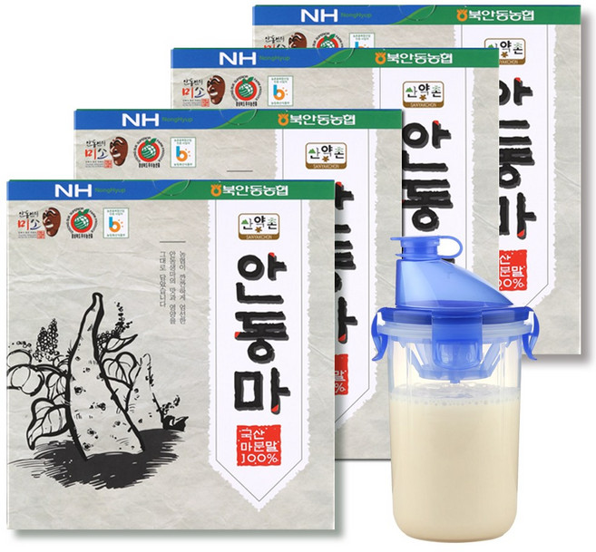 산약촌 안동 마 가루 참마가루 마분말 스틱 4박스+쉐이커1개, 250g, 4개