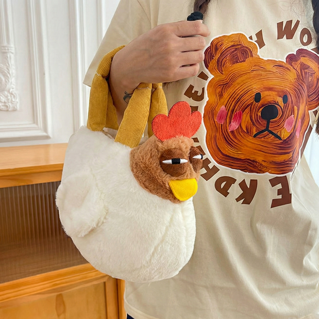 무심한 표정의 꼬꼬백 귀여운 닭 인형 크로스백